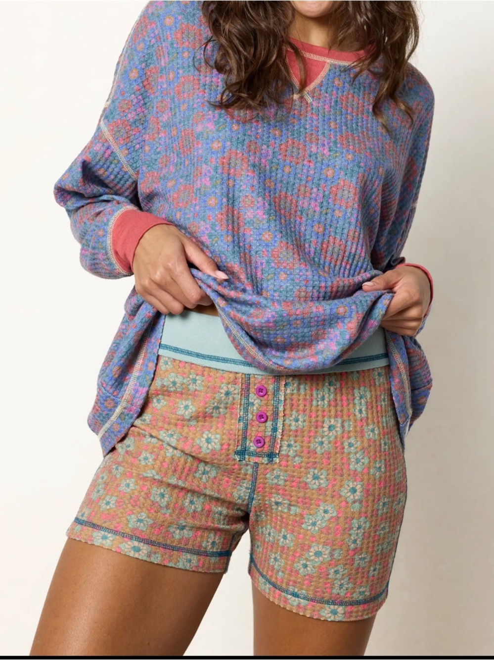 NATURAL LIFE Waffle Mix Match Lounge Top Bottom Set Medium $87 retail Sold Out